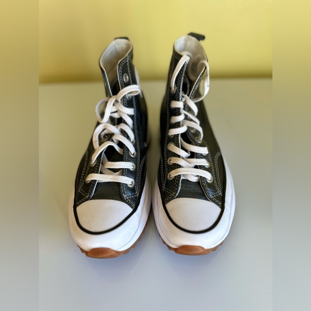 Converse, Chuck Taylor, Size 8, Platform, Color-Metallic Black, Leather